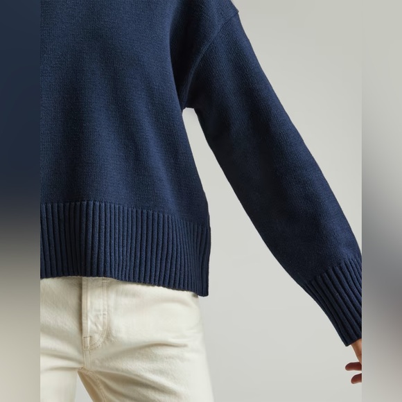 Everlane The Organic Cotton Crew Sweater In Navy - Picture 5 of 6